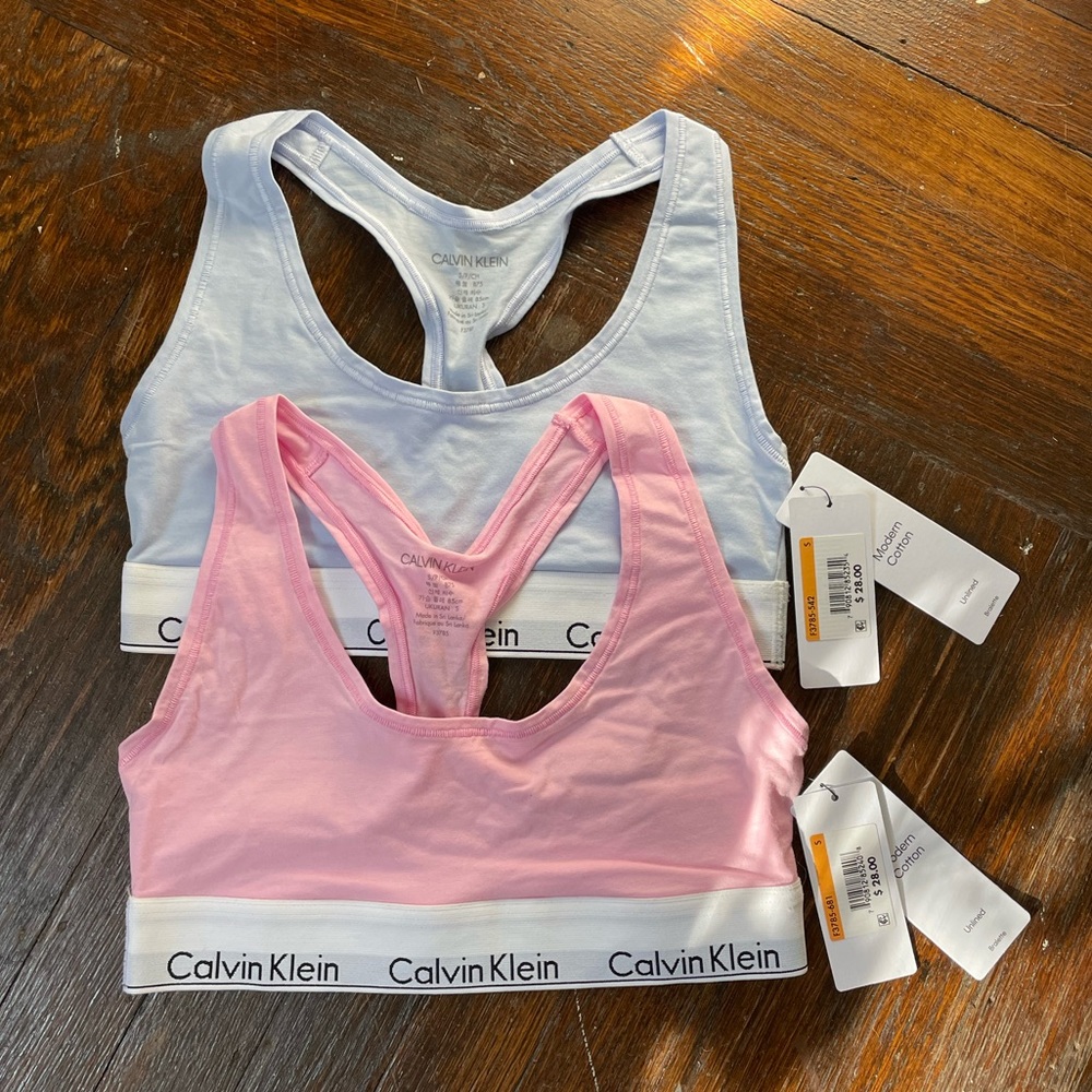 BRAND NEW pink & blue Calvin Klein cotton bralettes